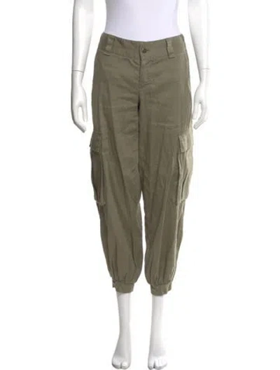 Pre-owned Alice And Olivia Linen Skinny Leg Pants In Green
