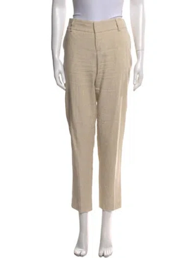 Pre-owned Alice And Olivia Linen Straight Leg Pants In Gold