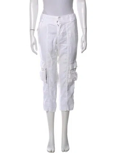 Pre-owned Alice And Olivia Linen Straight Leg Pants In White