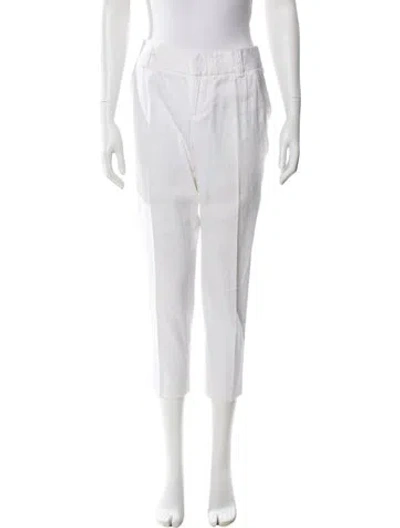 Pre-owned Alice And Olivia Linen Straight Leg Pants In White