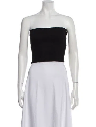 Pre-owned Alice And Olivia Linen Strapless Crop Top In Black