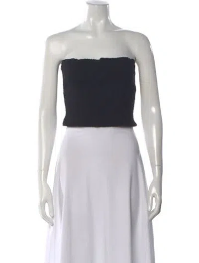 Pre-owned Alice And Olivia Linen Strapless Crop Top In Black