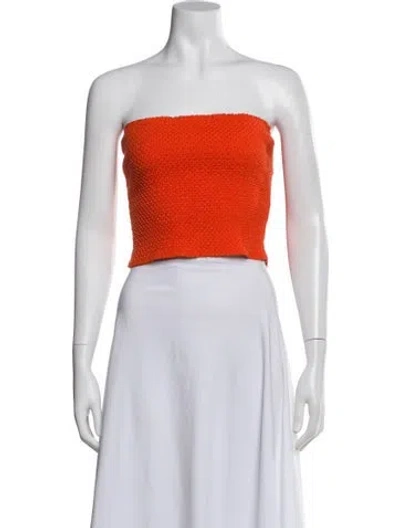 Pre-owned Alice And Olivia Linen Strapless Crop Top In Orange