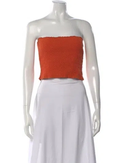 Pre-owned Alice And Olivia Linen Strapless Crop Top In Orange
