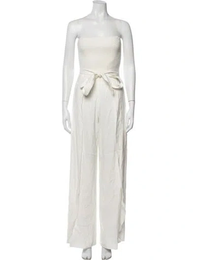 Pre-owned Alice And Olivia Linen Strapless Jumpsuit In Neutral