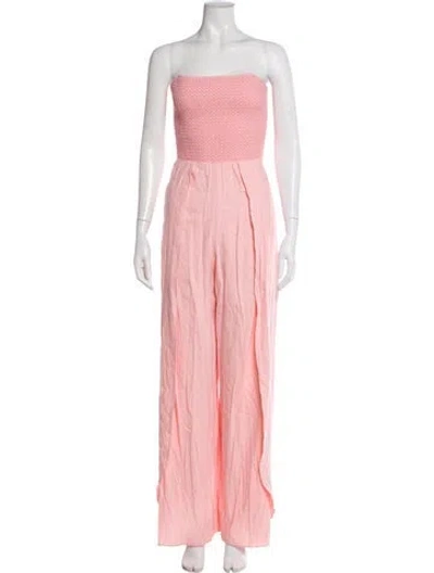 Pre-owned Alice And Olivia Linen Strapless Jumpsuit In Pink