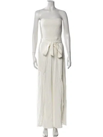 Pre-owned Alice And Olivia Linen Strapless Jumpsuit In White
