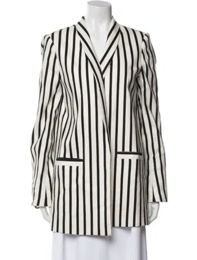 Pre-owned Alice And Olivia Linen Striped Blazer In Neutral