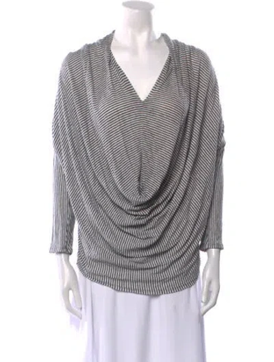 Pre-owned Alice And Olivia Linen Striped Blouse