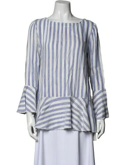 Pre-owned Alice And Olivia Linen Striped Blouse In Multi
