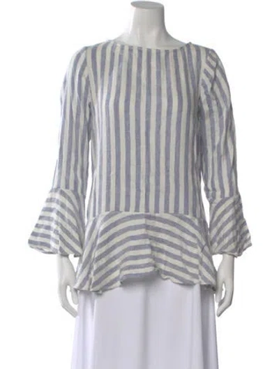 Pre-owned Alice And Olivia Linen Striped Blouse In Multi