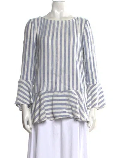 Pre-owned Alice And Olivia Linen Striped Blouse In Multi