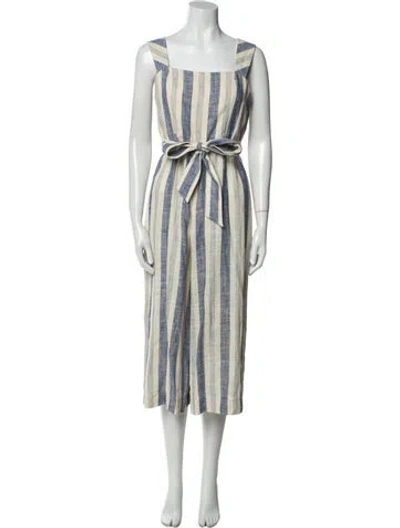 Pre-owned Alice And Olivia Linen Striped Jumpsuit