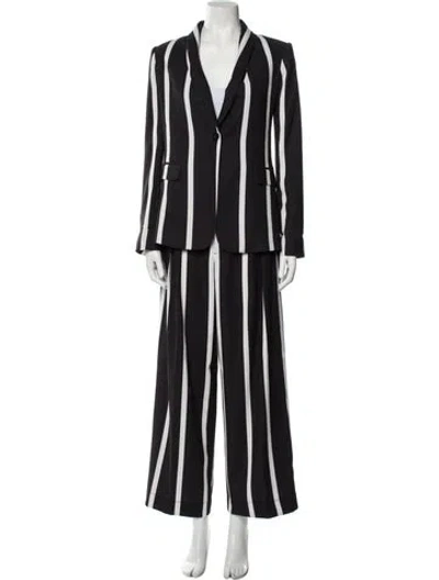 Pre-owned Alice And Olivia Linen Striped Pant Set In Black