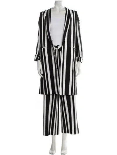 Pre-owned Alice And Olivia Linen Striped Pant Set In Black