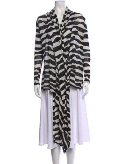 Pre-owned Alice And Olivia Linen Striped Sweater In Black