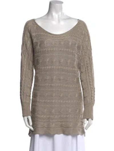Pre-owned Alice And Olivia Linen Striped Sweater In Neutral