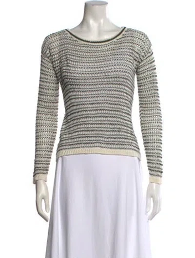 Pre-owned Alice And Olivia Linen Striped Sweater In Neutrals