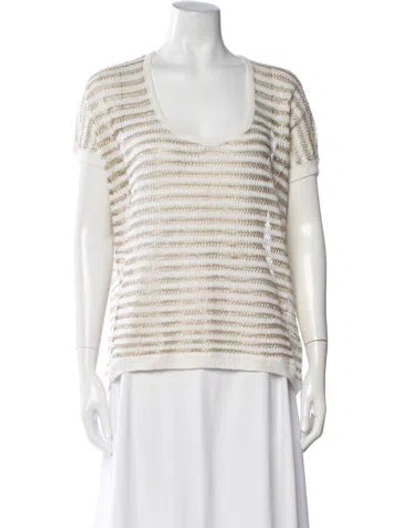 Pre-owned Alice And Olivia Linen Striped Sweater In Neutrals