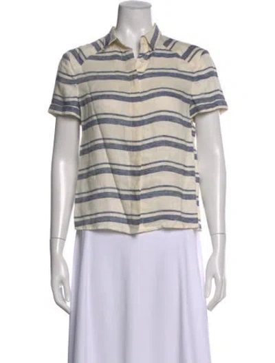 Pre-owned Alice And Olivia Linen Striped Top In Neutral