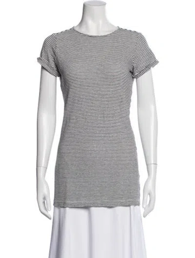 Pre-owned Alice And Olivia Linen Striped T-shirt In White