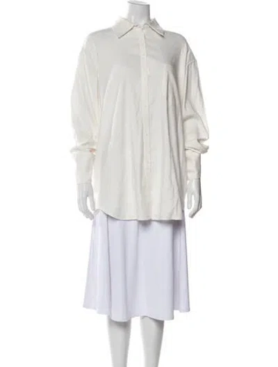 Pre-owned Alice And Olivia Linen Three-quarter Sleeve Tunic In White