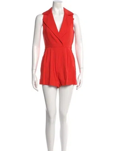 Pre-owned Alice And Olivia Linen V-neck Romper In Orange