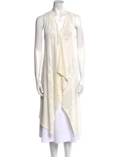 Pre-owned Alice And Olivia Linen V-neck Sweater In Neutral