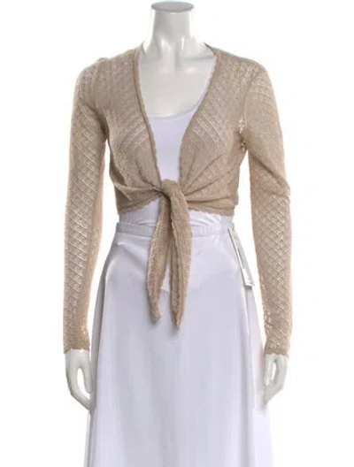 Pre-owned Alice And Olivia Linen V-neck Sweater In Neutral