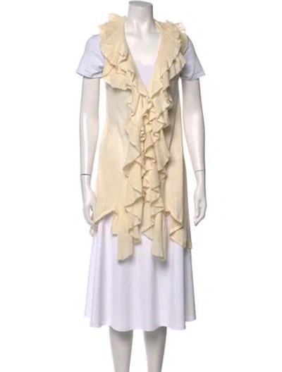 Pre-owned Alice And Olivia Linen V-neck Sweater In Neutrals