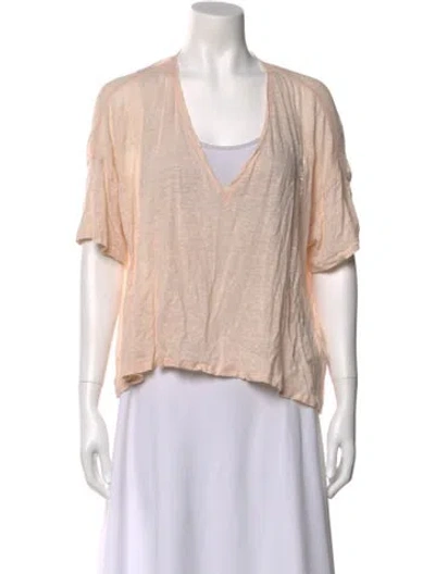 Pre-owned Alice And Olivia Linen V-neck T-shirt In Pink