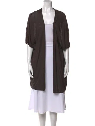 Pre-owned Alice And Olivia Linen V-neck Tunic In Brown