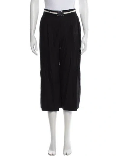Pre-owned Alice And Olivia Linen Wide Leg Pants In Black