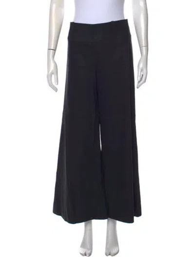Pre-owned Alice And Olivia Linen Wide Leg Pants In Black