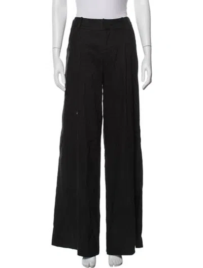 Pre-owned Alice And Olivia Linen Wide Leg Pants In Black
