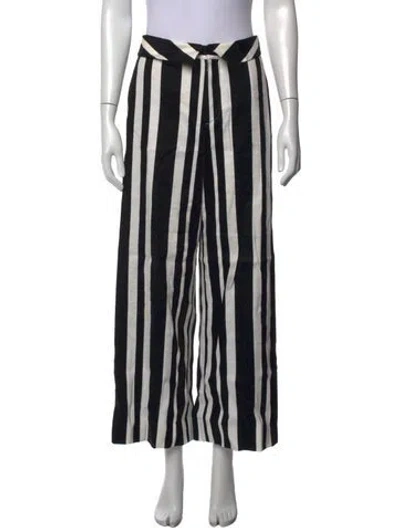 Pre-owned Alice And Olivia Linen Wide Leg Pants In Black