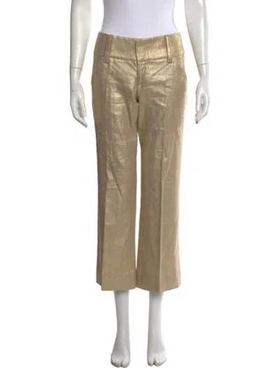 Pre-owned Alice And Olivia Linen Wide Leg Pants In Gold