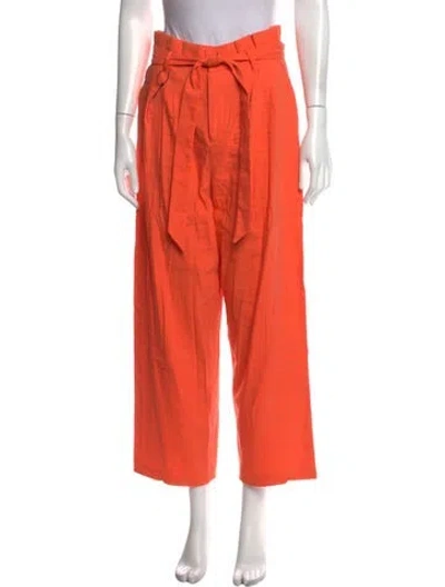 Pre-owned Alice And Olivia Linen Wide Leg Pants In Orange