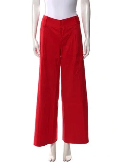 Pre-owned Alice And Olivia Linen Wide Leg Pants In Red