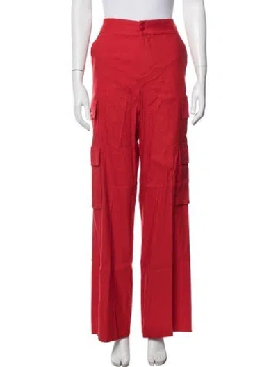 Pre-owned Alice And Olivia Linen Wide Leg Pants In Red