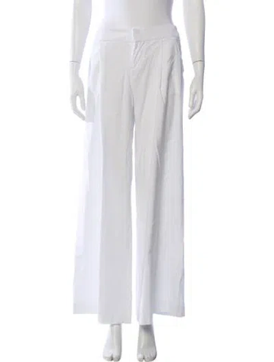 Pre-owned Alice And Olivia Linen Wide Leg Pants In White