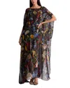 Alice And Olivia Floral-print Cape Maxi Dress In Blue