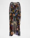 Alice And Olivia Floral-print Cape Maxi Dress In Multi