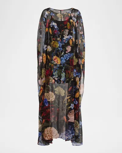 ALICE AND OLIVIA LINN CAPE MAXI DRESS