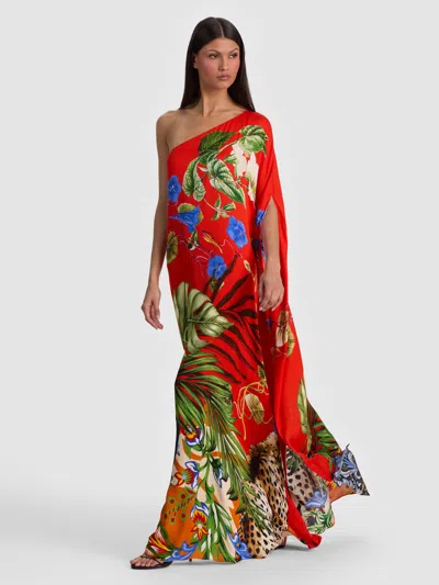 Alice And Olivia Linn One Shoulder Maxi Dress In Red