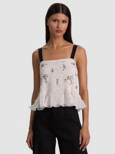 Alice And Olivia Linnea Embellished Tank In White