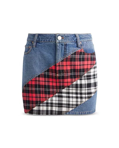 Alice And Olivia Lisanne Spiral Denim Mini Skirt In Ivy Blue