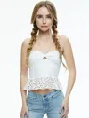 Alice And Olivia Livia Broderie Anglaise Cotton Peplum Halterneck Top In Off White
