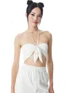 Alice And Olivia Livia Halter Top In Soft White