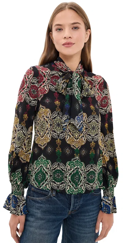Alice And Olivia Lloyd Neck Wrap Button Down Shirt Road To Love Lg